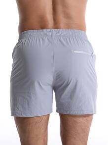 Quần Short Nam Túi Dây kéo màu trơn Giải trí - Màu xanh nhạt - Xem 2