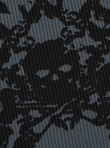 Áo thun nữ Tương phản ren Lễ Các Thánh Giải trí - Xám - Xem 3