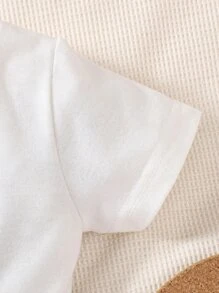 Baby Boy Letter Graphic Tee & Contrast Trim Shorts - Black and White - View 5