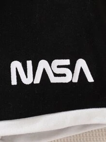 Baby Boy Letter Graphic Tee & Contrast Trim Shorts - Black and White - View 6