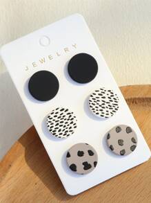 3 pares/set Pendientes de tachuela redondo