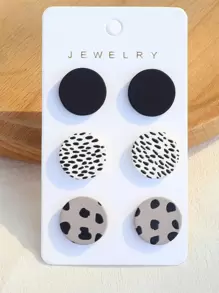 3 pares/set Pendientes de tachuela redondo