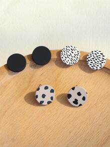 3 pares/set Pendientes de tachuela redondo