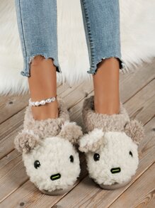 Mujer Chanclas de casa con diseño de dibujos animados de color combinado preppy Zapatillas de peluche - Multicolor - Ver 1