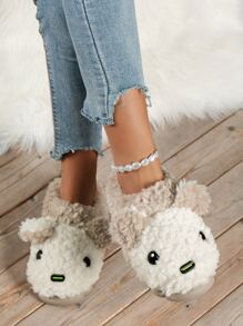 Mujer Chanclas de casa con diseño de dibujos animados de color combinado preppy Zapatillas de peluche - Multicolor - Ver 4