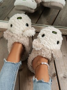 Mujer Chanclas de casa con diseño de dibujos animados de color combinado preppy Zapatillas de peluche - Multicolor - Ver 5