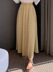 DAZY Chân váy in hoa nhí cạp chun, trang phục đi nghỉ mát cho nữ. - Màu vàng - Xem 1