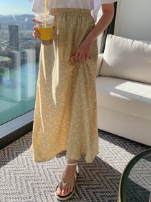 DAZY Chân váy in hoa nhí cạp chun, trang phục đi nghỉ mát cho nữ. - Màu vàng - Xem 6