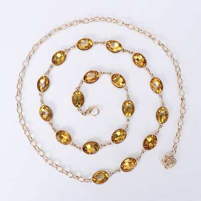 Rhinestone Decor Chain Belt