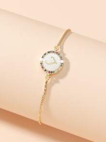 1pc Bohemian Copper Beaded Adjustable Bracelet With & 26 Letters & Shell Pendant, Perfect For Party And Festival Gift, Couple Jewelry - Multicolor - View 5