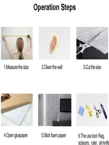 1入組創意3D現代花朵圖案牆紙 - 灰色 - 查看 3