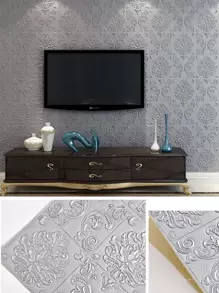 1入組創意3D現代花朵圖案牆紙 - 灰色 - 查看 4