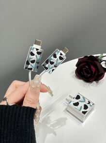 3pcs Floral Pattern Data Cable Protector & Charger Head Cover Set - Multicolor - View 4