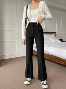 DAZY High Waist Flare Leg Suit Trousers - Black - View 3