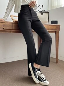 DAZY High Waist Flare Leg Suit Trousers - Black - View 5