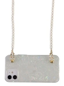 Vỏ điện thoại được trang trí bằng giấy Laser với dây buộc đính cườm giả ngọc trai - Trong sáng - Xem 3