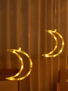 1pc Moon Shaped Decorative Suction Cup Light Strip - Yellow - View 6