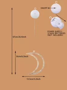 1pc Moon Shaped Decorative Suction Cup Light Strip - Yellow - View 7