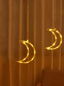 1pc Moon Shaped Decorative Suction Cup Light Strip - Yellow - View 4
