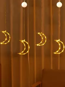 1pc Moon Shaped Decorative Suction Cup Light Strip - Yellow - View 3