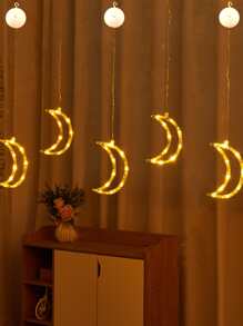 1pc Moon Shaped Decorative Suction Cup Light Strip - Yellow - View 2
