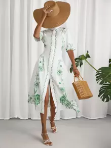 GENKIRA 印花前紐扣襯衫連衣裙 - 白色 - 查看 3