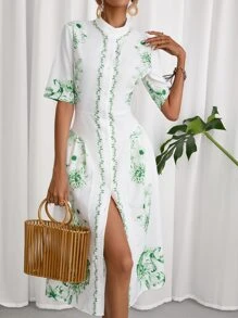 GENKIRA 印花前紐扣襯衫連衣裙 - 白色 - 查看 5