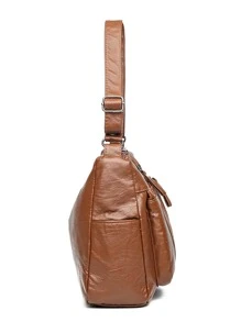 極簡風格多隔間流浪包 - 棕色 - 查看 4