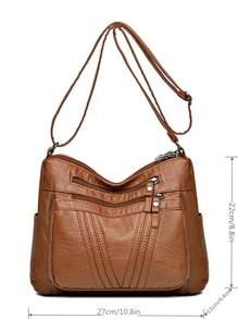 極簡風格多隔間流浪包 - 棕色 - 查看 6