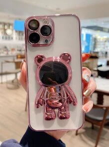 enchapado Funda para móvil con con diseño de astronauta Soporte - Rosa - Ver 3