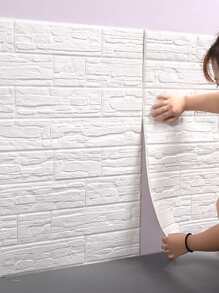 1 件，欧洲复古白色石材 3D 墙板剥离和粘贴 3D 壁纸，自粘防水防潮可水洗柔软防刮泡沫板适用于客厅、卧室、洗衣房、厨房、壁炉、电视墙装饰，翻新贴纸剥离墙板、墙纸、壁纸、春季装饰品让您的家焕然一新，拉玛装饰贴纸 - 白色 - 查看 9