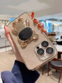 電鍍手機殼附手機氣囊支架和金屬亮絲紙 - 金色 - 查看 4