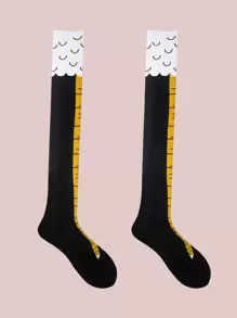 女性雞腳圖案時尚過膝襪適用於日常