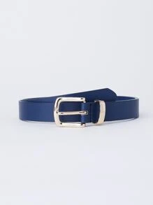 1pc Simple Fashionable Blue Waist Belt With Gold Buckle And Alloy Ring For Decoration Summer, School Fall, Autumn, Halloween - Blue - View 2