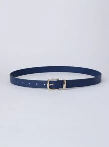 1pc Simple Fashionable Blue Waist Belt With Gold Buckle And Alloy Ring For Decoration Summer, School Fall, Autumn, Halloween - Blue - View 3