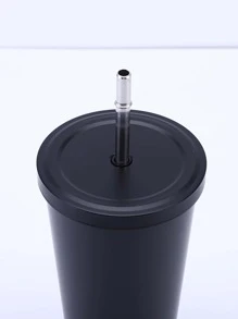 1pc Stainless Steel Straw Tumbler - Black - View 4