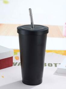 1pc Stainless Steel Straw Tumbler - Black - View 7