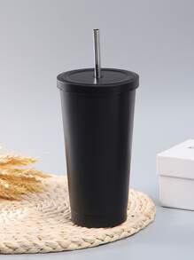 1pc Stainless Steel Straw Tumbler - Black - View 8