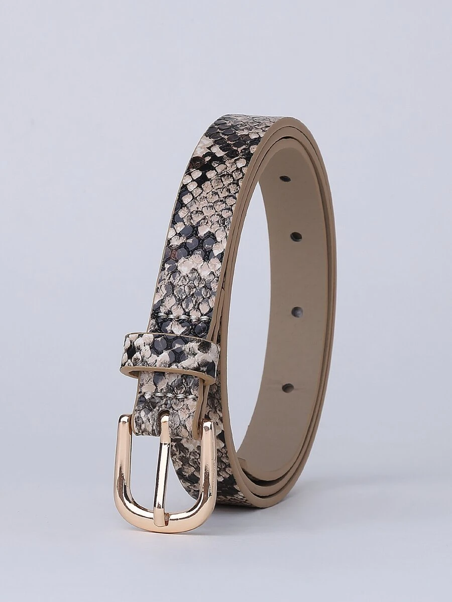 Ceinture à boucle géométrique avec motif peau de serpent bohème, pour l'été, l'école, l'automne, Halloween