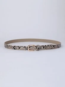 Ceinture à boucle géométrique avec motif peau de serpent bohème, pour l'été, l'école, l'automne, Halloween