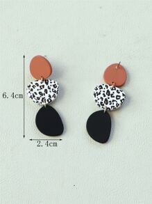 Bông tai thả hình học họa tiết da báo - Nhiều màu - Xem 5