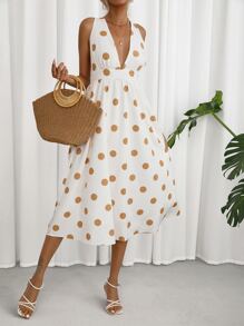 GENKIRA 燙金深V領露背連衣裙 - 彩色 - 查看 4