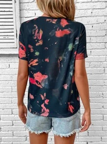 SHEIN LUNE Tie Dye Slogan Graphic Tee