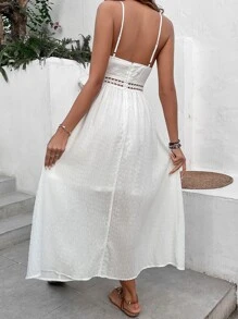 Breezaya Đầm Trọn gói Tương phản ren màu trơn Boho - trắng - Xem 2