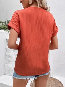 Breezaya Áo sơ mi nữ màu trơn Giải trí - trái cam - Xem 2