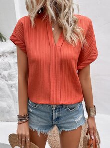 Breezaya Áo sơ mi nữ màu trơn Giải trí - trái cam - Xem 3