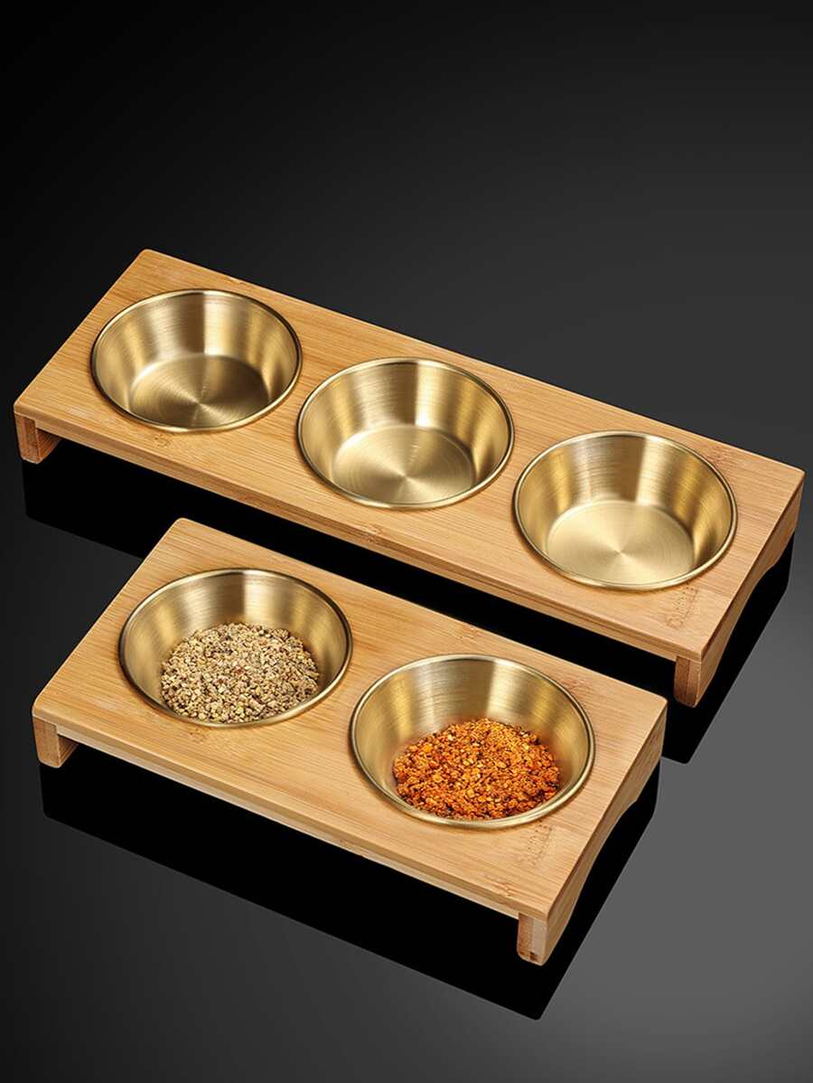 1 bộ đĩa nước sốt thép không gỉ - Vàng - Xem 1