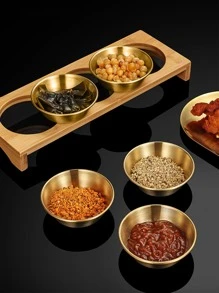 1 bộ đĩa nước sốt thép không gỉ - Vàng - Xem 2