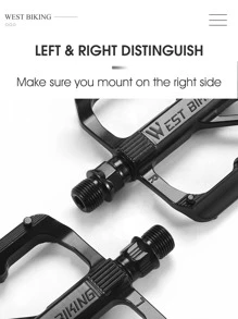 WEST BIKING 2pcs Aluminum Alloy Bicycle Pedal - Black - View 5