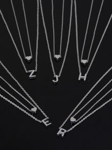2入組/套字母和心形墜飾多層次項鍊